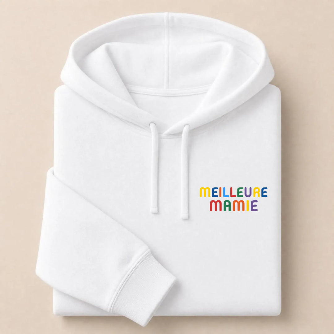 Pull personnalisé Meilleure Mamie Sweat à capuche / Blanc / S