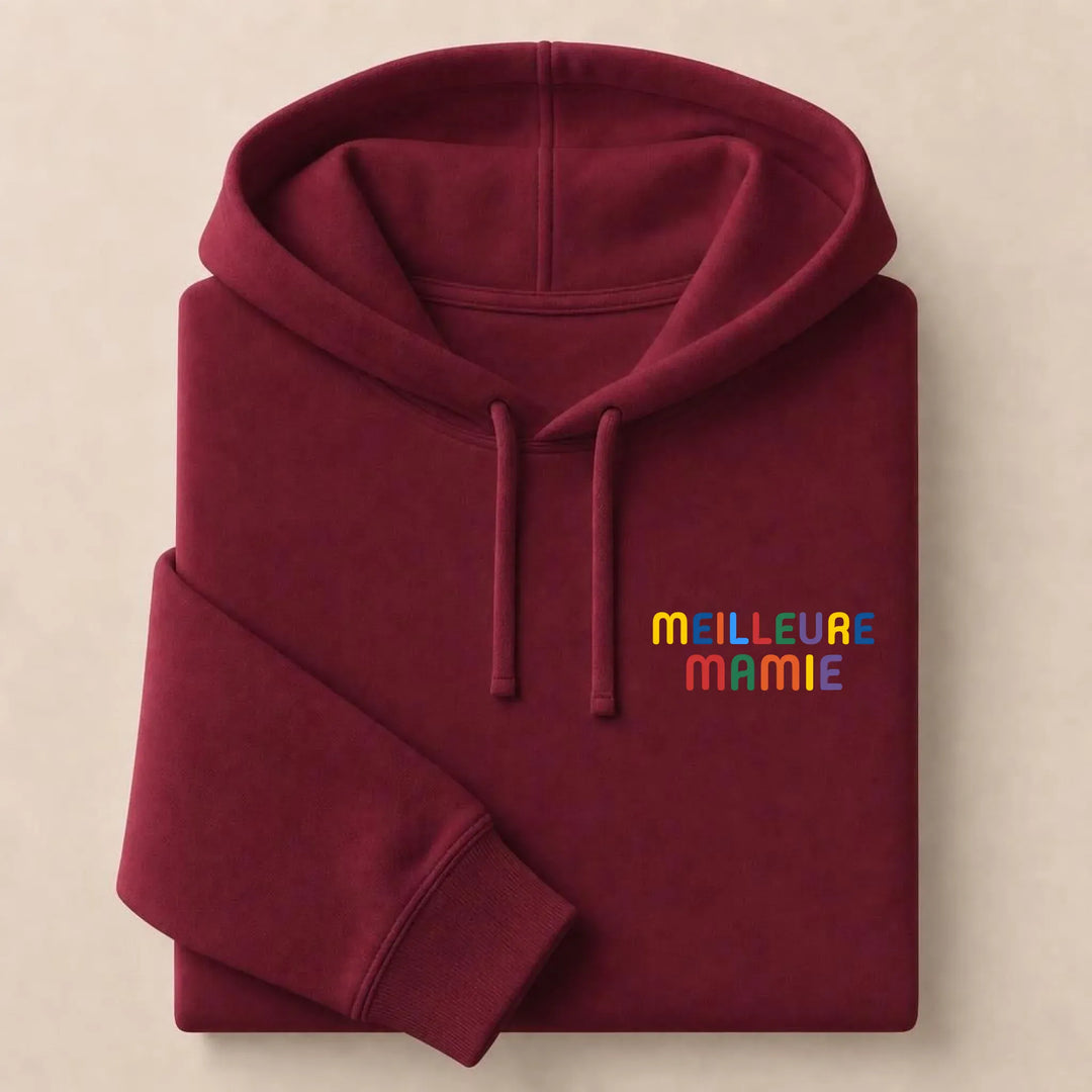 Pull personnalisé Meilleure Mamie Sweat à capuche / Bordeaux / S