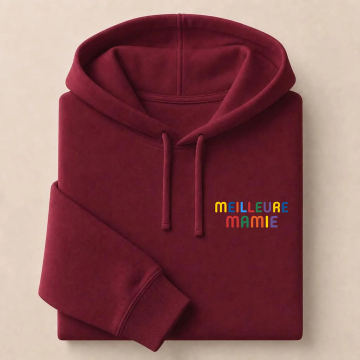 Pull personnalisé Meilleure Mamie Sweat à capuche / Bordeaux / S