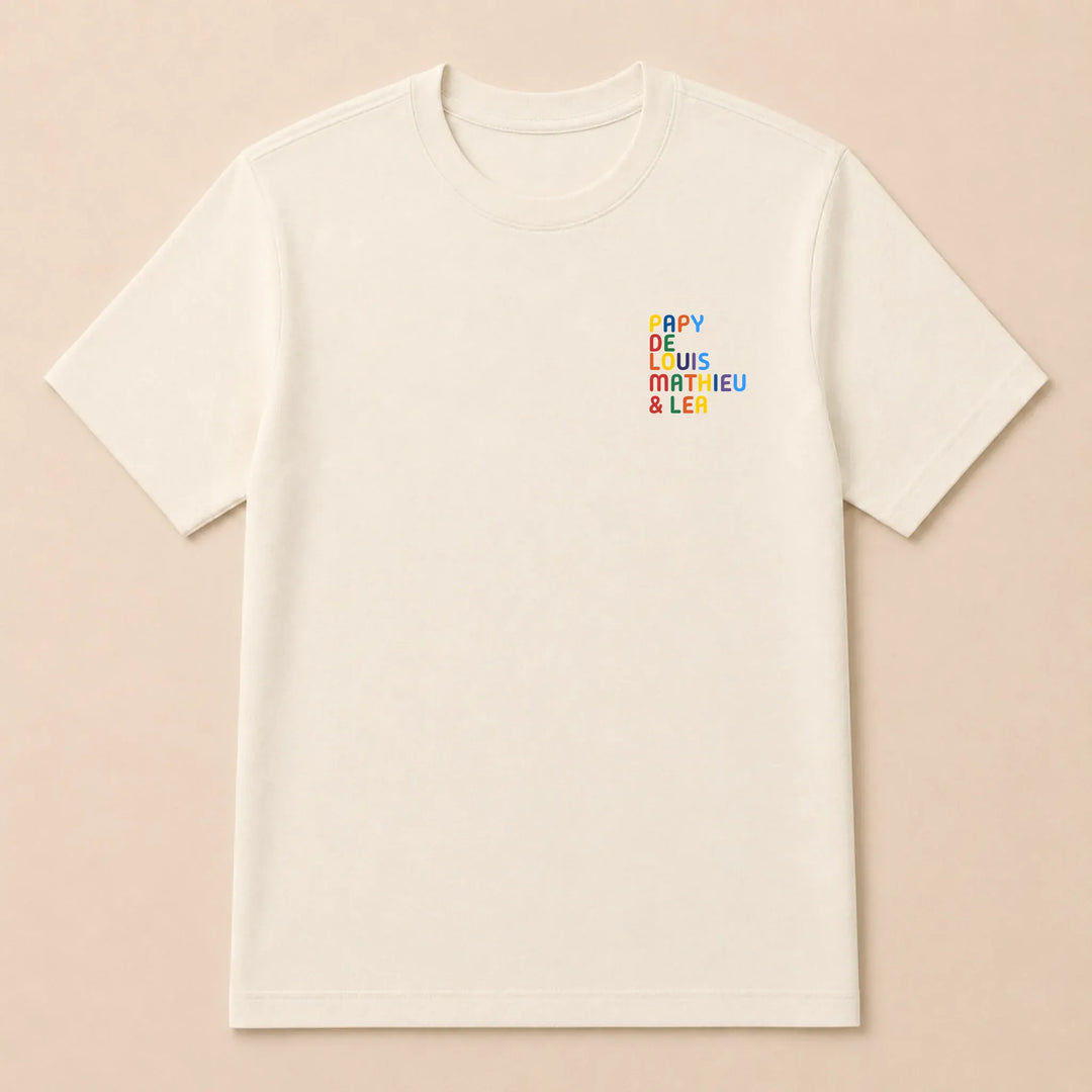 Sweat personnalisé Papy - Prénoms multicolore brodé