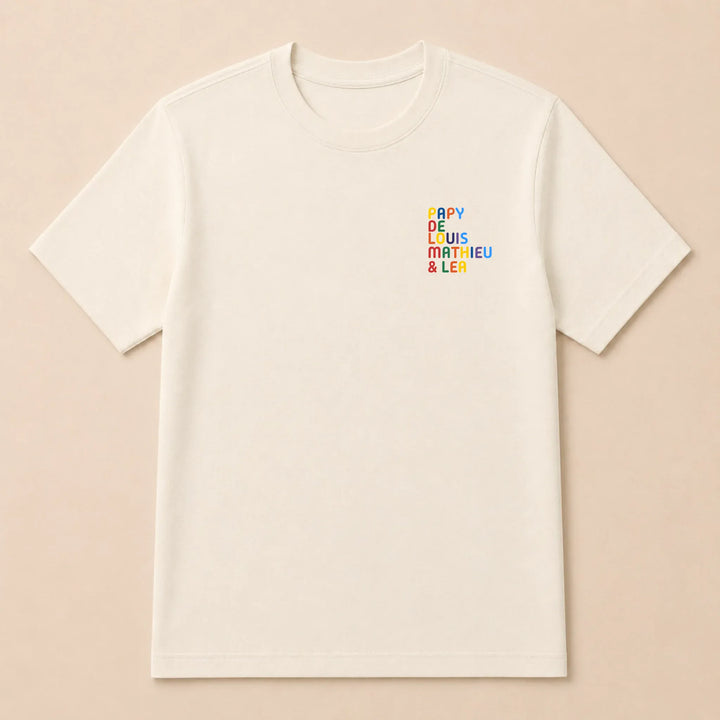 Sweat personnalisé Papy - Prénoms multicolore brodé