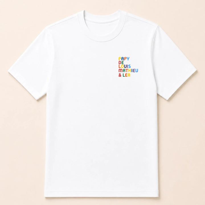 Sweat personnalisé Papy - Prénoms multicolore brodé