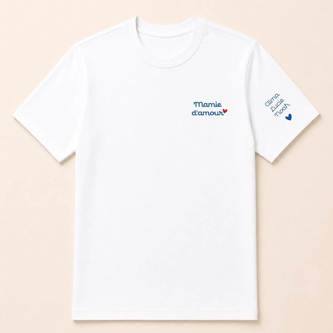 T-shirt personnalisé brodé - Mamie d'amour