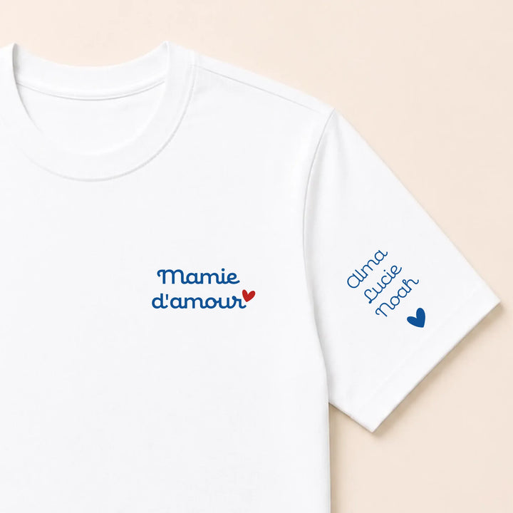 T-shirt personnalisé Brodé - Mamam d'amour T-shirt / Blanc / S