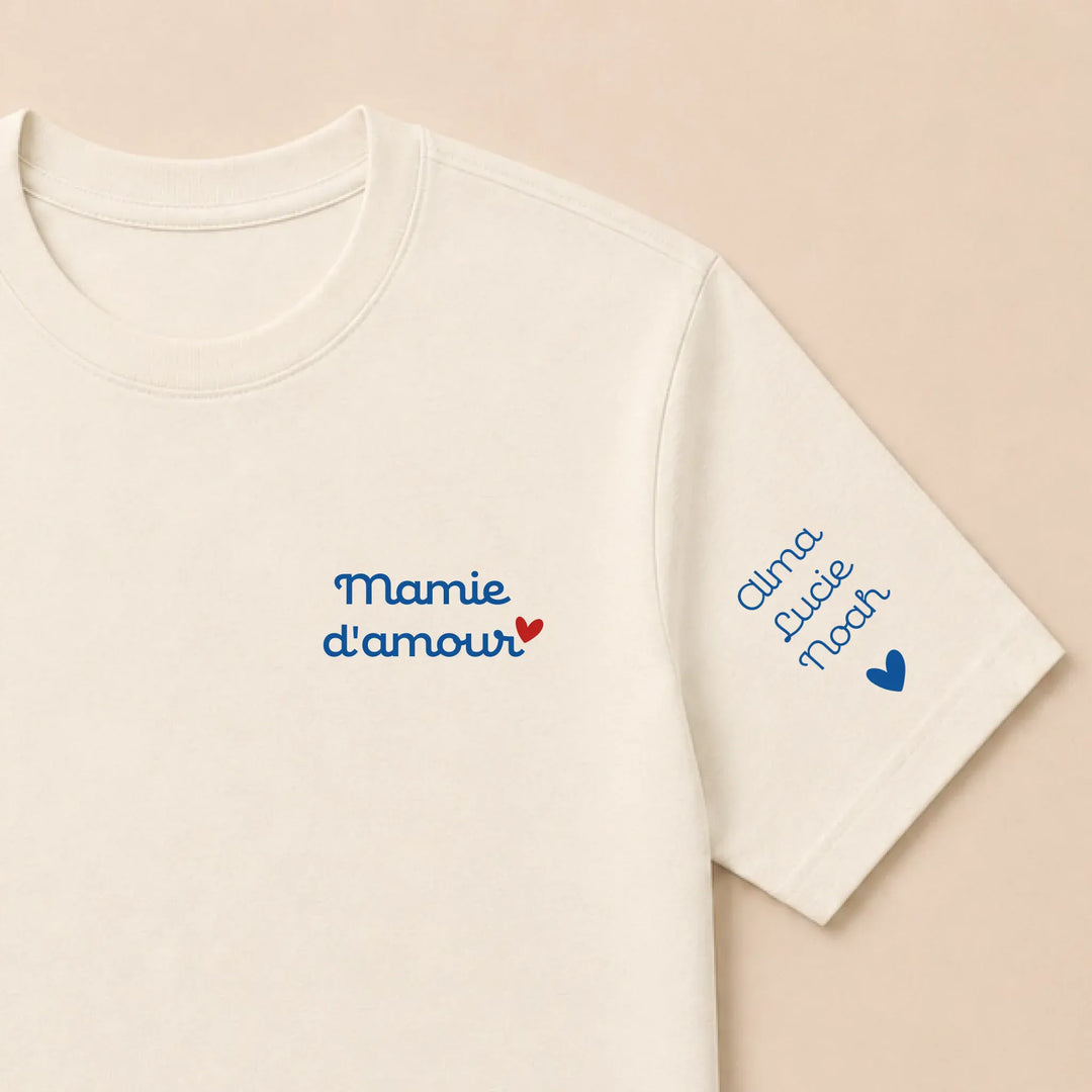 T-shirt personnalisé Brodé - Mamam d'amour T-shirt / Naturel / S