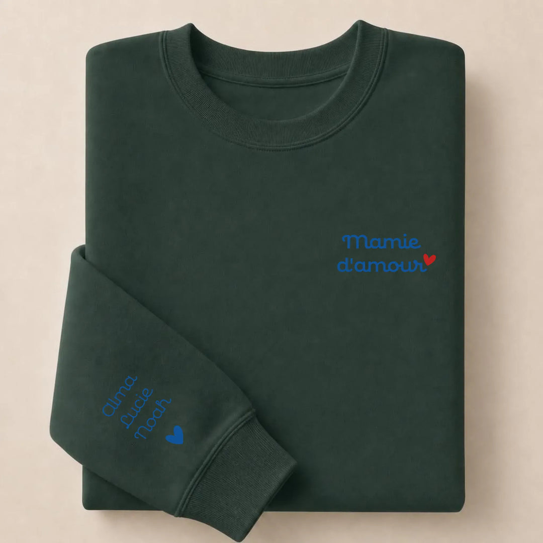 T-shirt personnalisé Brodé - Mamam d'amour Sweatshirt / Forest / S