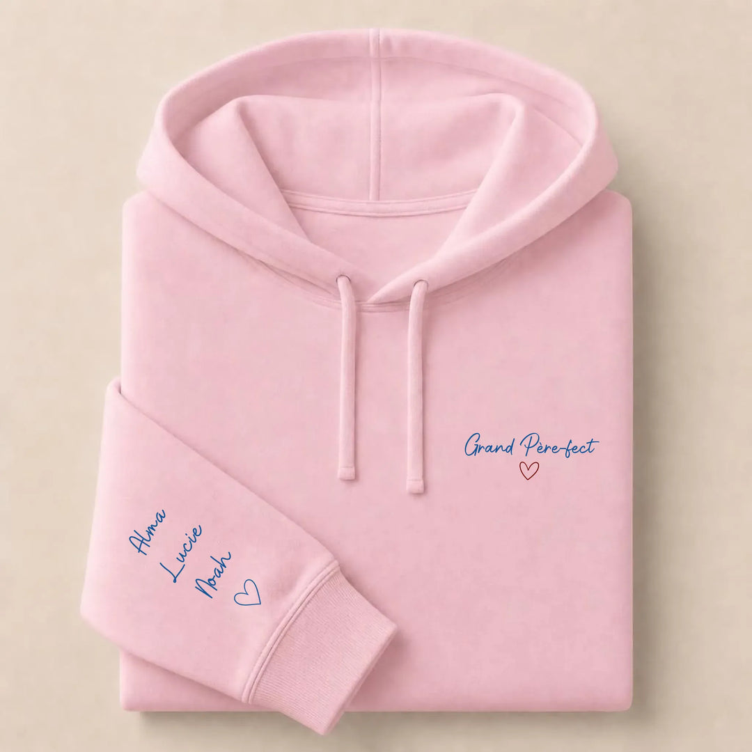 T-shirt personnalisé brodé - Grand Père-fect Sweat à capuche / Rose Clair / S