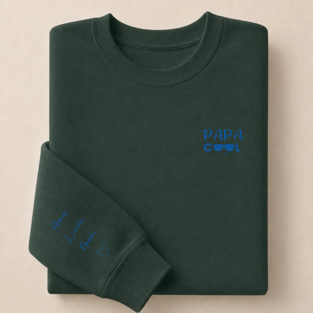 T-shirt personnalisé broderie - Papa cool Sweatshirt / Forest / S