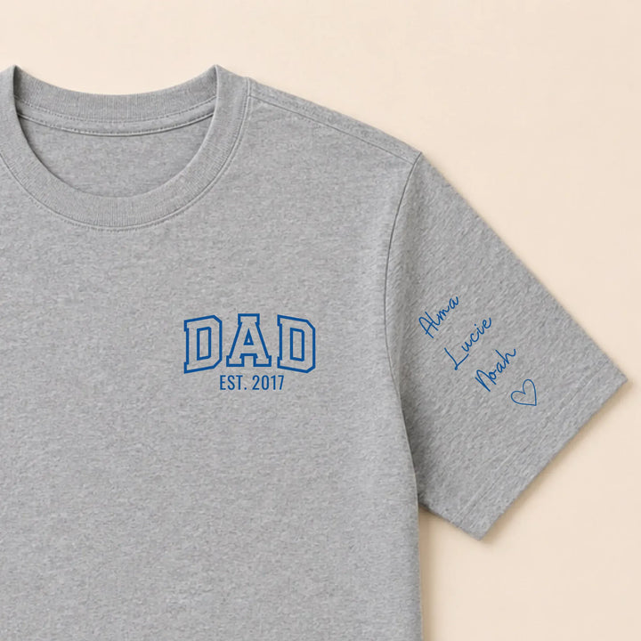 T-shirt brodé personnalisé - DAD Est T-shirt / Gris / S