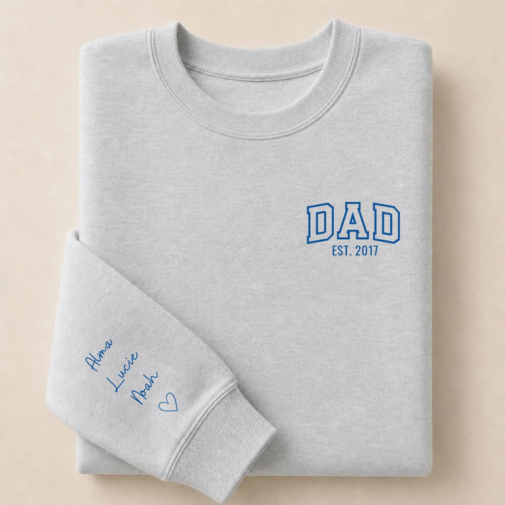 T-shirt brodé personnalisé - DAD Est Sweatshirt / Gris / S