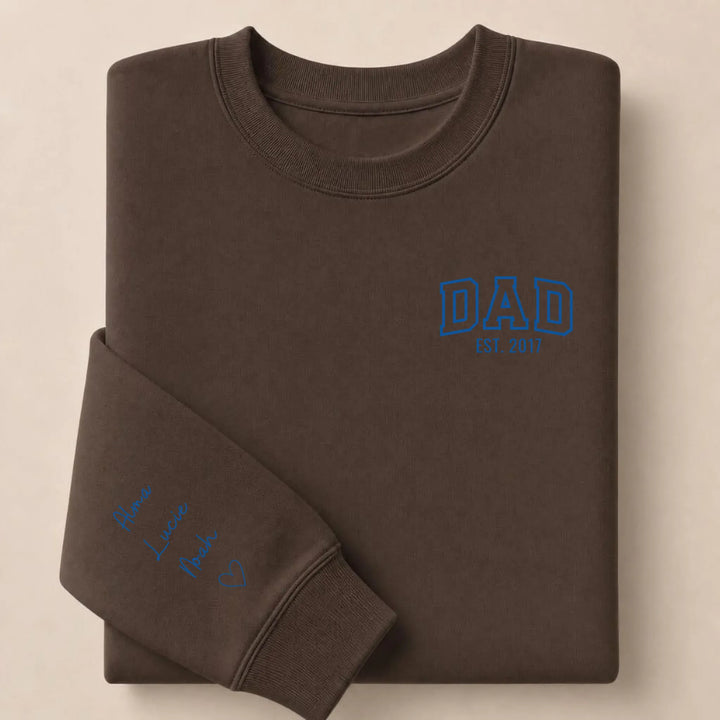 T-shirt brodé personnalisé - DAD Est Sweatshirt / Marron / S