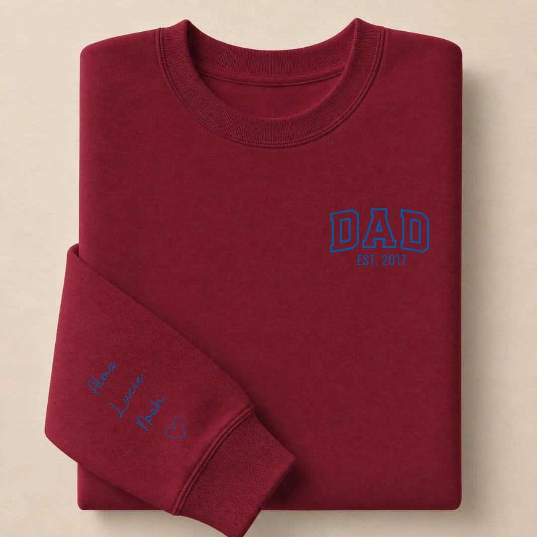 T-shirt brodé personnalisé - DAD Est Sweatshirt / Bordeaux / S