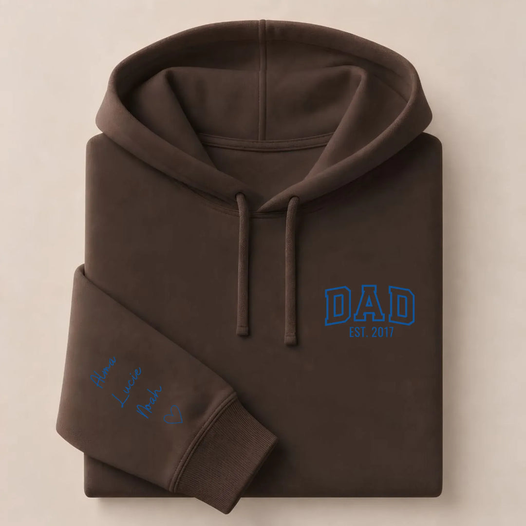 T-shirt brodé personnalisé - DAD Est Sweat à capuche / Marron / S