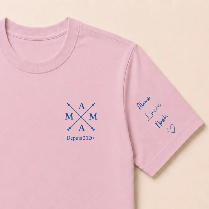 T-shirt personnalisé brodé - MAMA depuis T-shirt / Rose clair / S