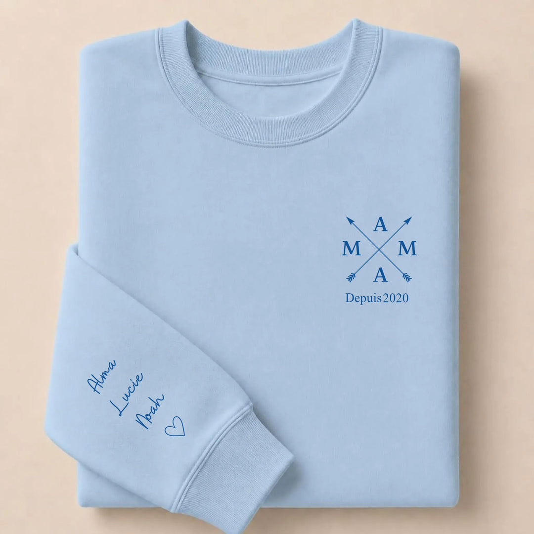 T-shirt personnalisé brodé - MAMA depuis Sweatshirt / Bleu Clair / S