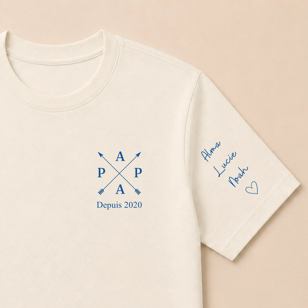 T-shirt personnalisé brodé - PAPA depuis T-shirt / Naturel / S