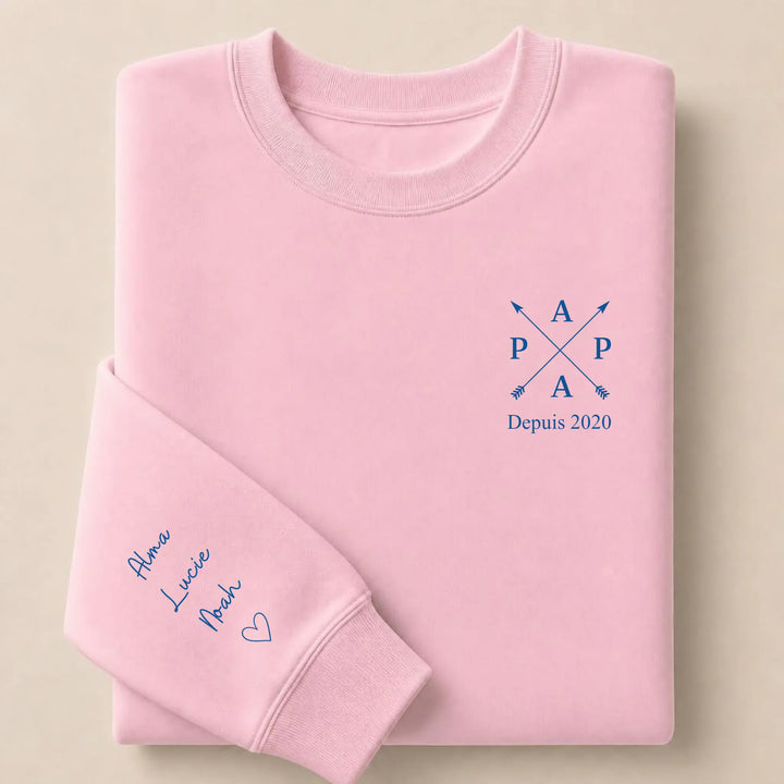 T-shirt personnalisé brodé - PAPA depuis Sweatshirt / Rose Clair / S