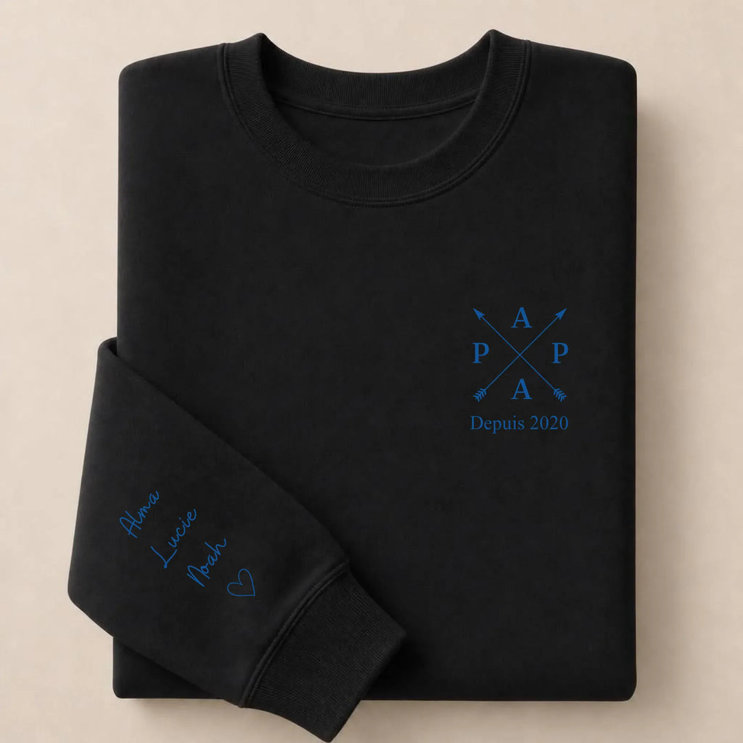 T-shirt personnalisé brodé - PAPA depuis Sweatshirt / Noir / S