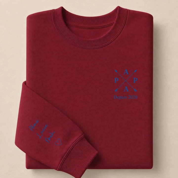 T-shirt personnalisé brodé - PAPA depuis Sweatshirt / Bordeaux / S