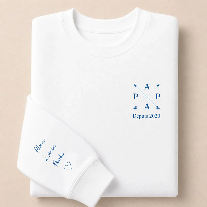T-shirt personnalisé brodé - PAPA depuis Sweatshirt / Blanc / S