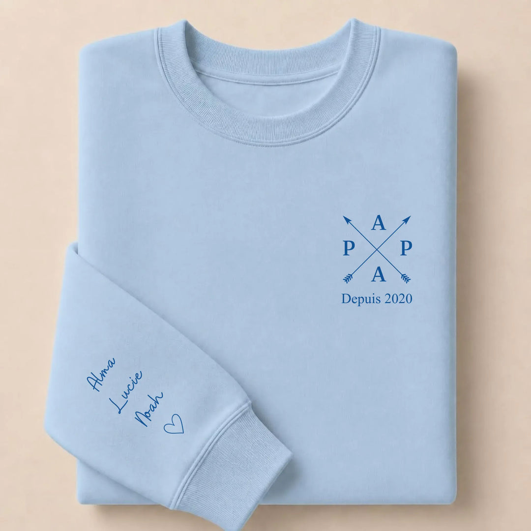 T-shirt personnalisé brodé - PAPA depuis Sweatshirt / Bleu Clair / S