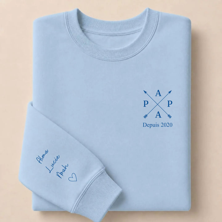 T-shirt personnalisé brodé - PAPA depuis Sweatshirt / Bleu Clair / S