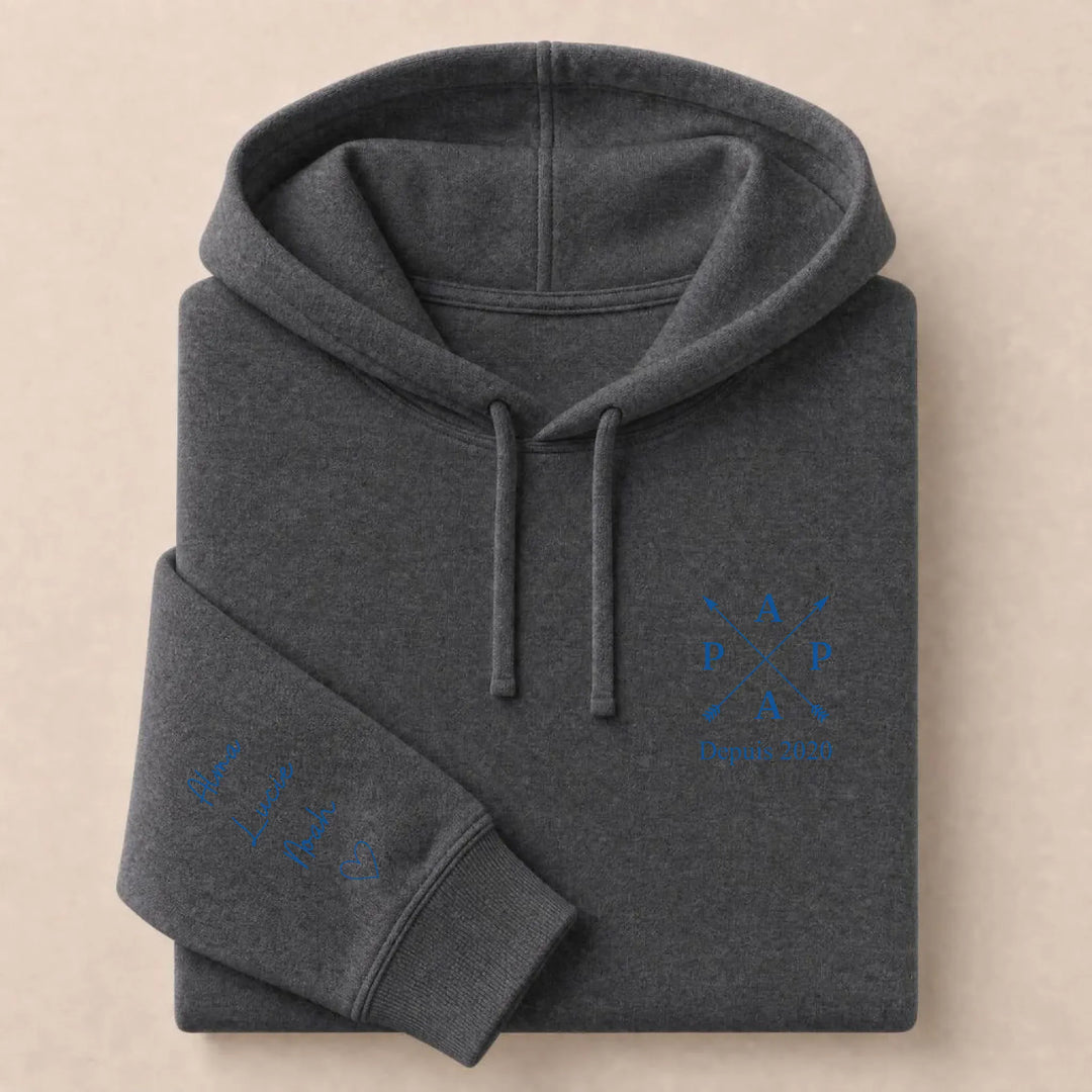 T-shirt personnalisé brodé - PAPA depuis Sweat à capuche / Gris Foncé / S