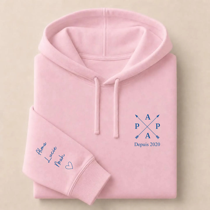 T-shirt personnalisé brodé - PAPA depuis Sweat à capuche / Rose Clair / S