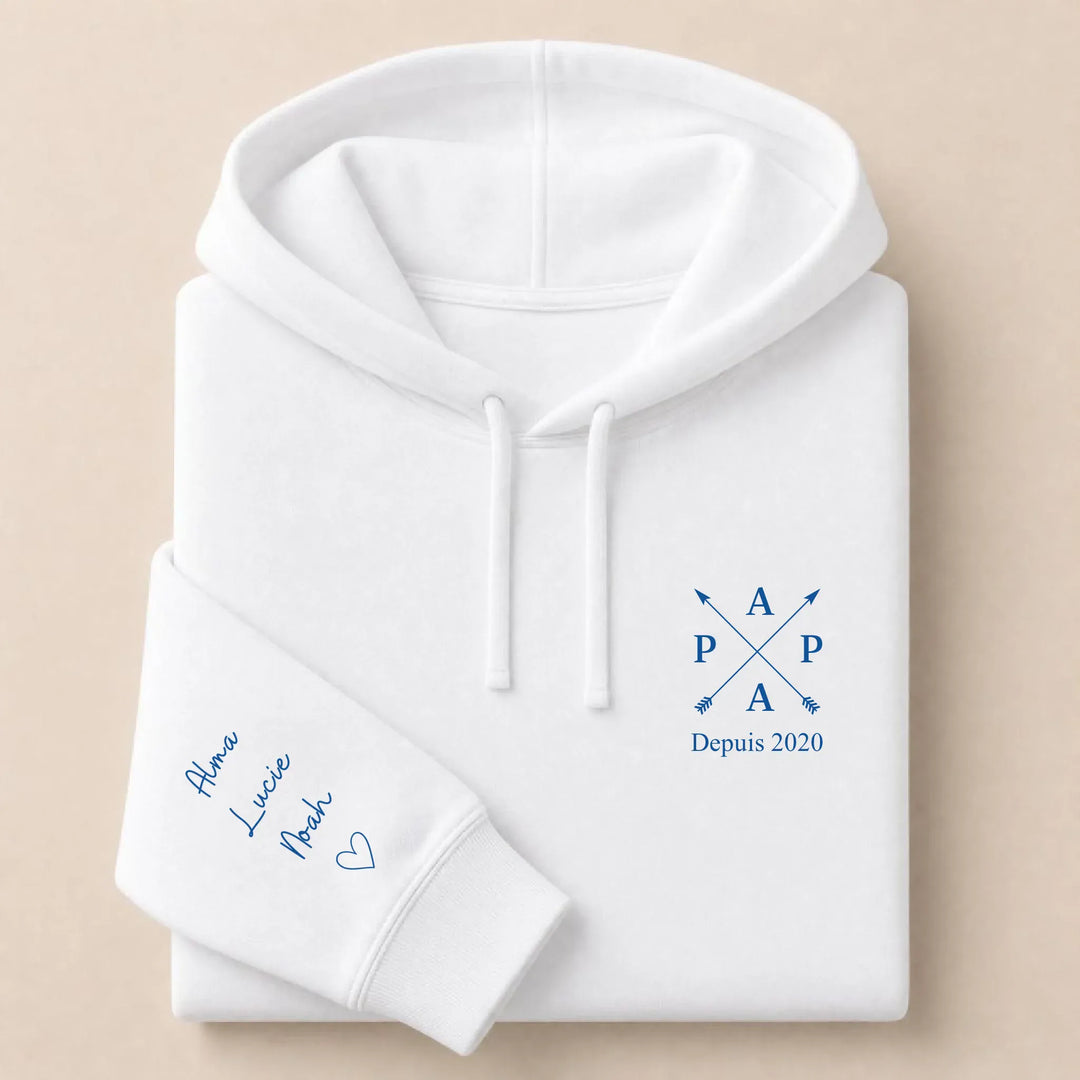 T-shirt personnalisé brodé - PAPA depuis Sweat à capuche / Blanc / S