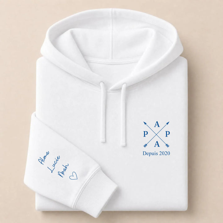 T-shirt personnalisé brodé - PAPA depuis Sweat à capuche / Blanc / S