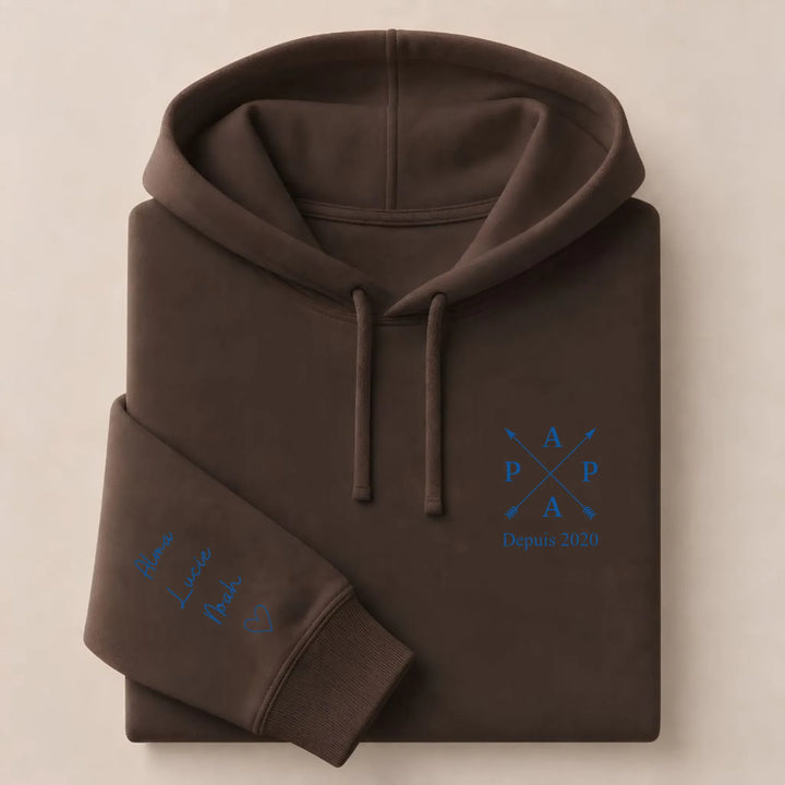 T-shirt personnalisé brodé - PAPA depuis Sweat à capuche / Marron / S