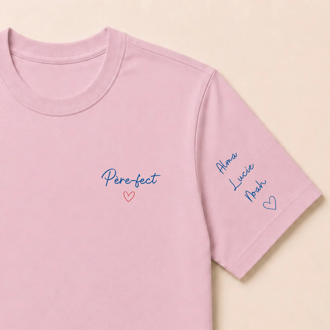 T-shirt personnalisé Brodé - Père-fect T-shirt / Rose clair / S
