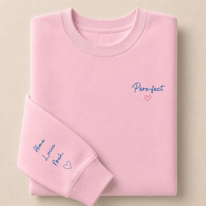 T-shirt personnalisé Brodé - Père-fect Sweatshirt / Rose Clair / S