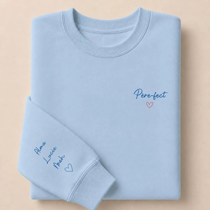 T-shirt personnalisé Brodé - Père-fect Sweatshirt / Bleu Clair / S