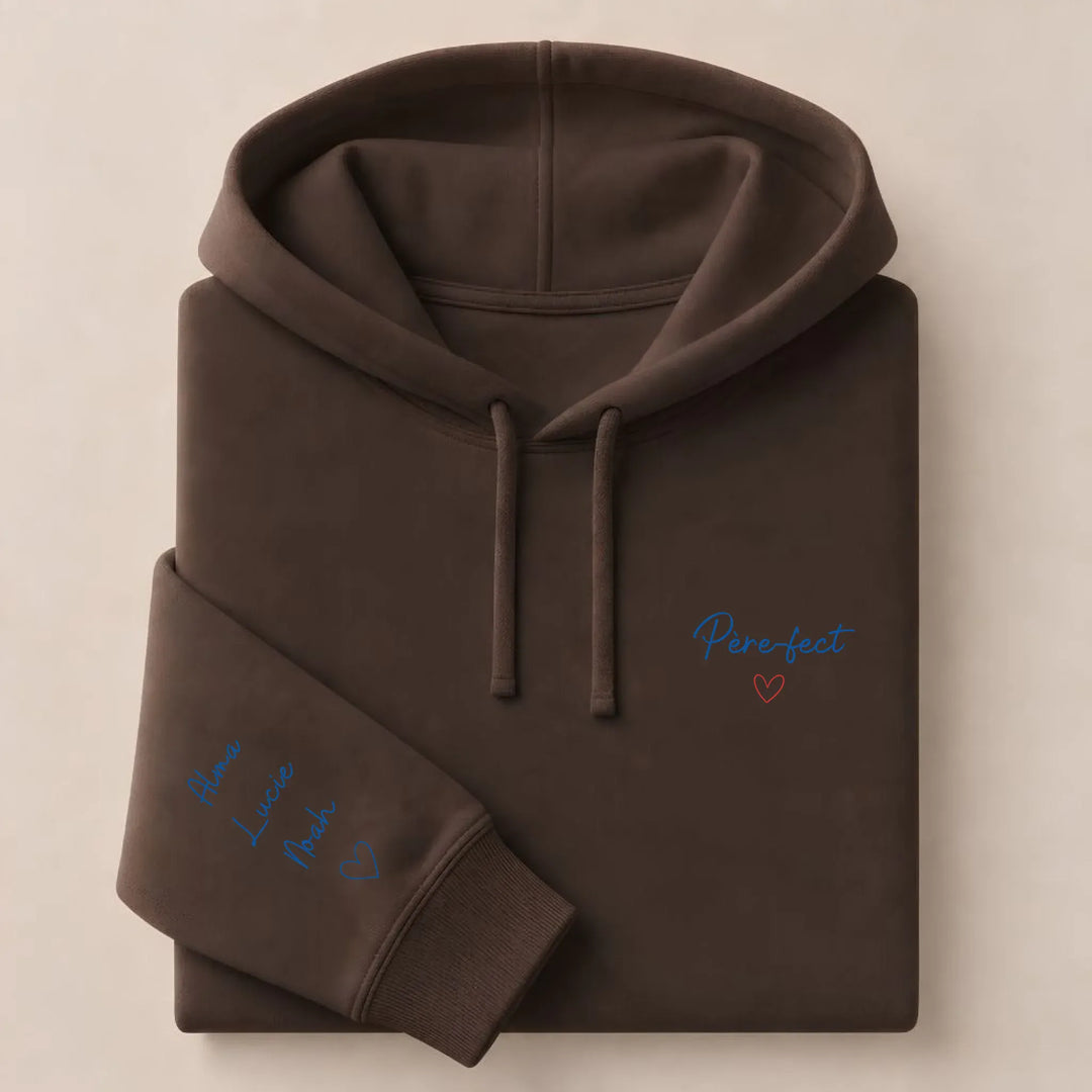 T-shirt personnalisé Brodé - Père-fect Sweat à capuche / Marron / S