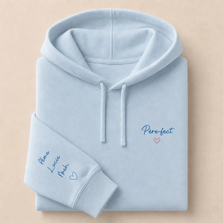 T-shirt personnalisé Brodé - Père-fect Sweat à capuche / Bleu Clair / S