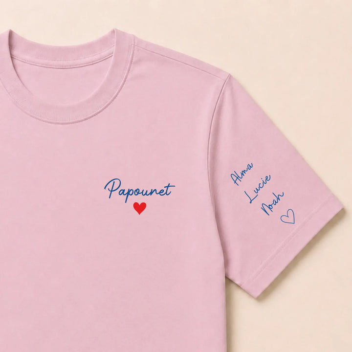 T-shirt personnalisé brodé - Papounet T-shirt / Rose clair / S