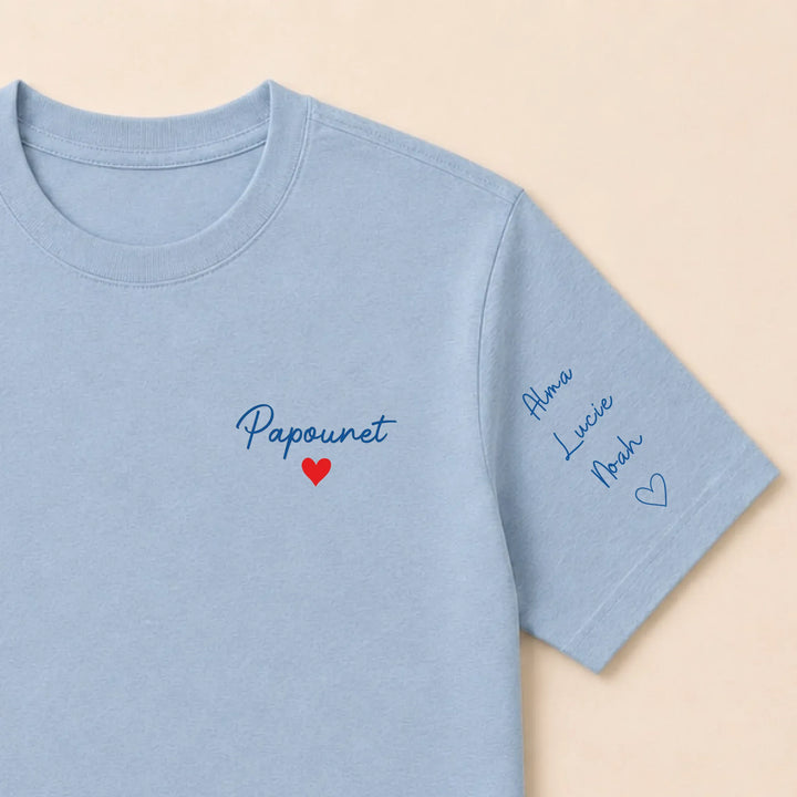 T-shirt personnalisé brodé - Papounet T-shirt / Bleu clair / S