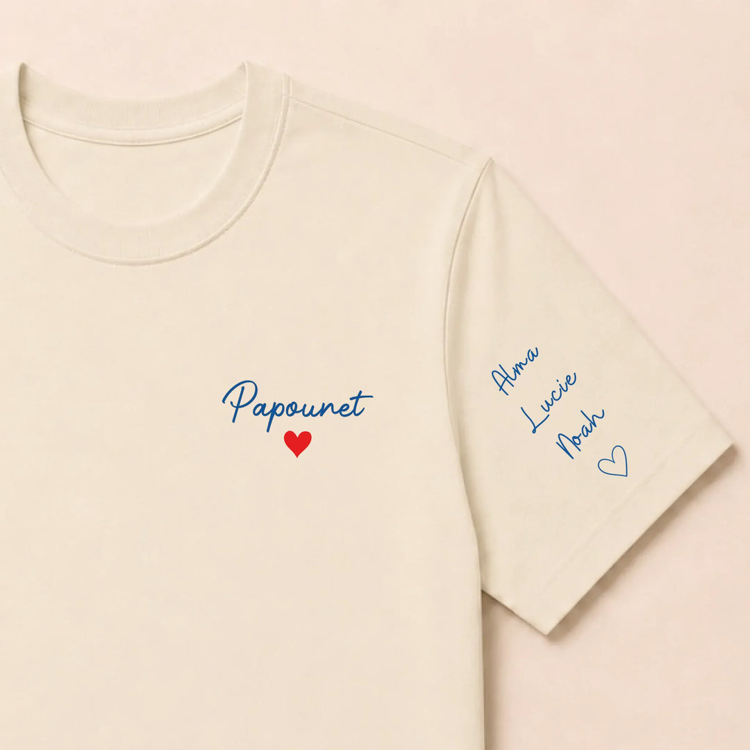 T-shirt personnalisé brodé - Papounet T-shirt / Beige / S