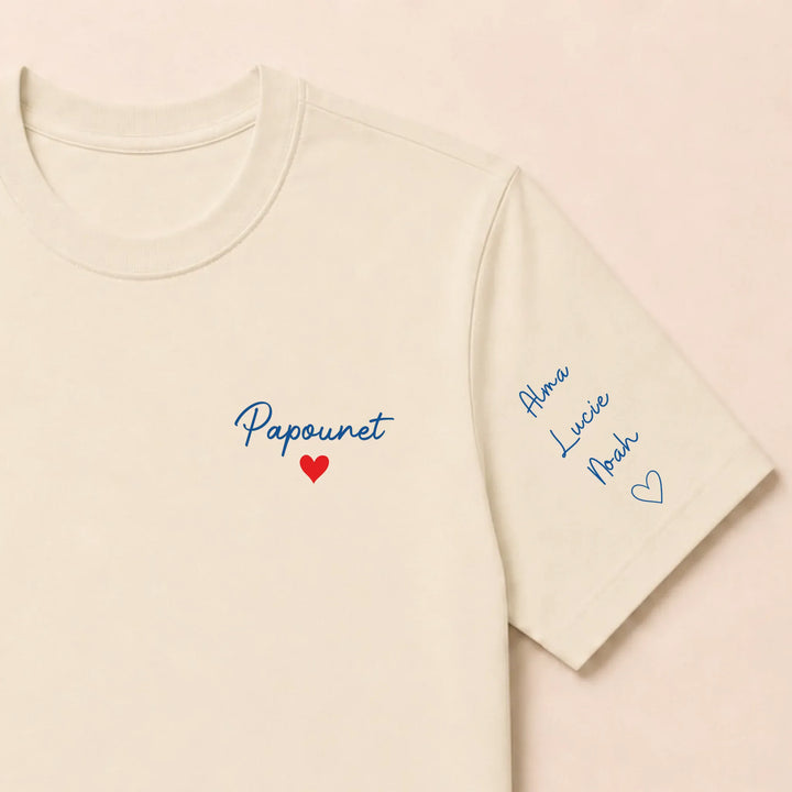 T-shirt personnalisé brodé - Papounet T-shirt / Beige / S
