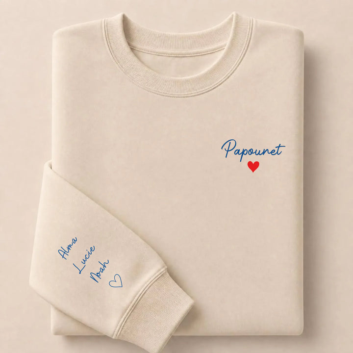 T-shirt personnalisé brodé - Papounet Sweatshirt / Beige / S