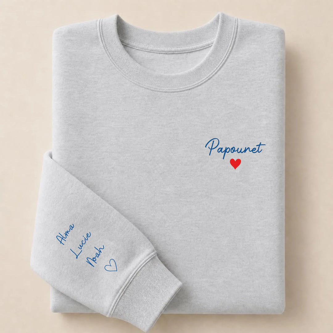 T-shirt personnalisé brodé - Papounet Sweatshirt / Gris / S