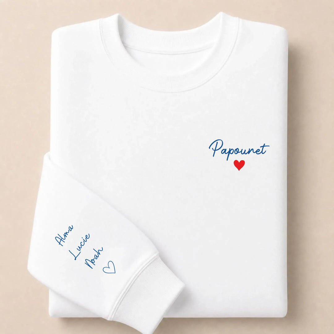T-shirt personnalisé brodé - Papounet Sweatshirt / Blanc / S