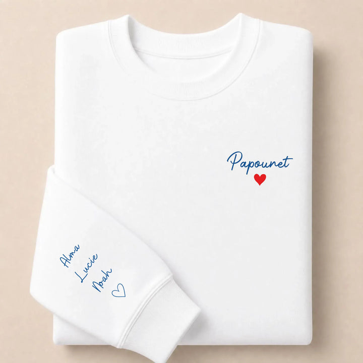 T-shirt personnalisé brodé - Papounet Sweatshirt / Blanc / S