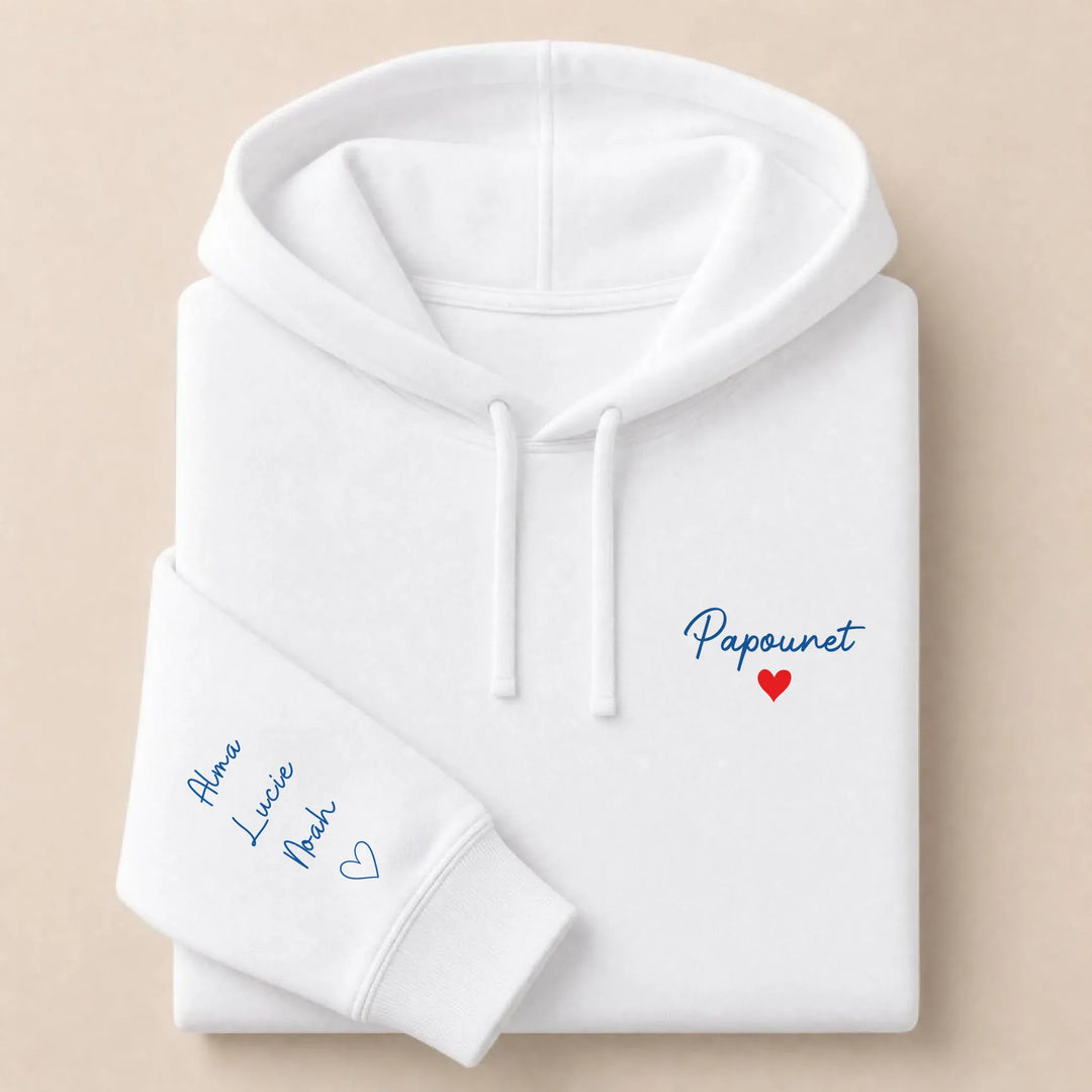 T-shirt personnalisé brodé - Papounet Sweat à capuche / Blanc / S