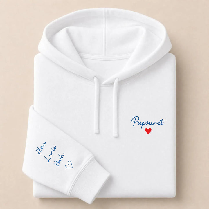 T-shirt personnalisé brodé - Papounet Sweat à capuche / Blanc / S