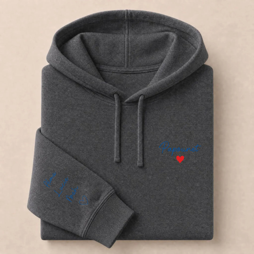 T-shirt personnalisé brodé - Papounet Sweat à capuche / Gris Foncé / S