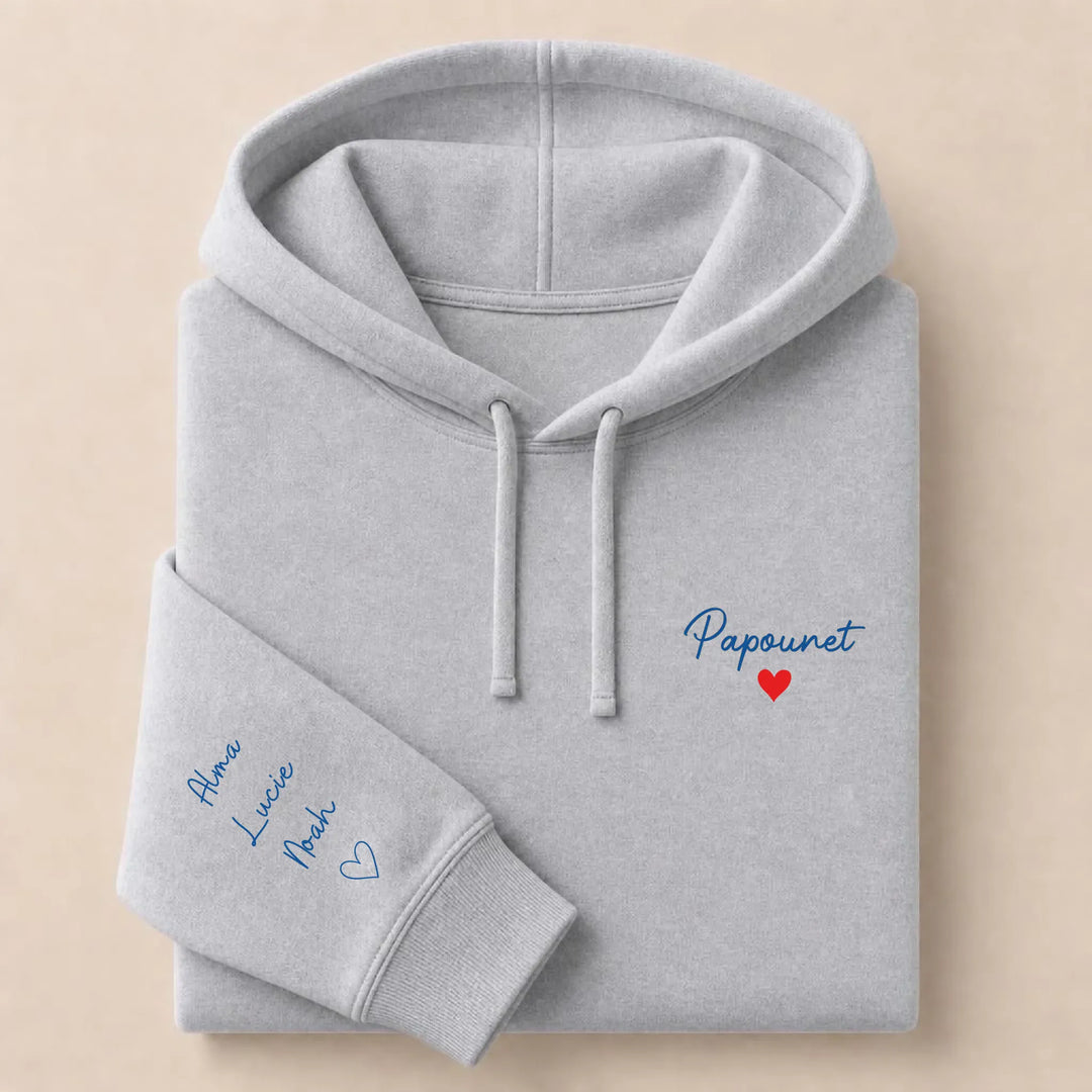 T-shirt personnalisé brodé - Papounet Sweat à capuche / Gris / S