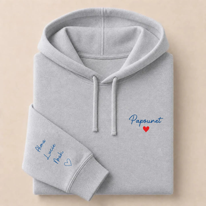 T-shirt personnalisé brodé - Papounet Sweat à capuche / Gris / S