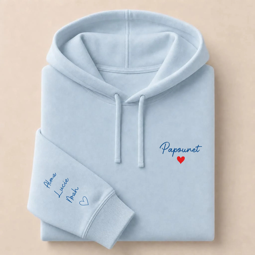 T-shirt personnalisé brodé - Papounet Sweat à capuche / Bleu Clair / S